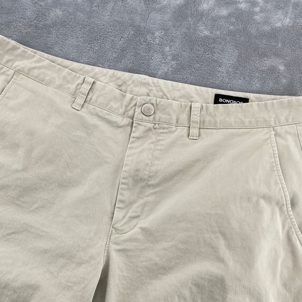 Bonobos Mens Chino Shorts Tan Khaki 9 Inch Inseam Size 38 Stretch Cotton Twill